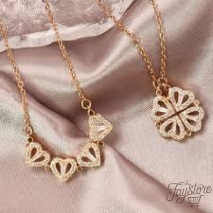 COLLAR TREBOL DE CORAZONES INMANTADO