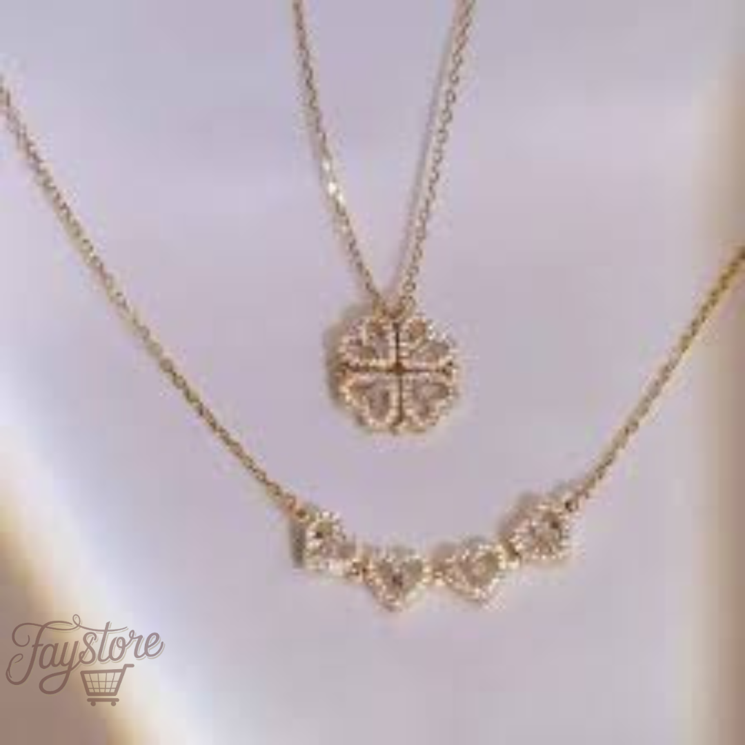 COLLAR TREBOL DE CORAZONES INMANTADO